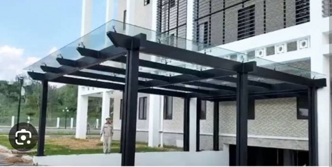 Mái che giếng trời bằng kính cường lực 3