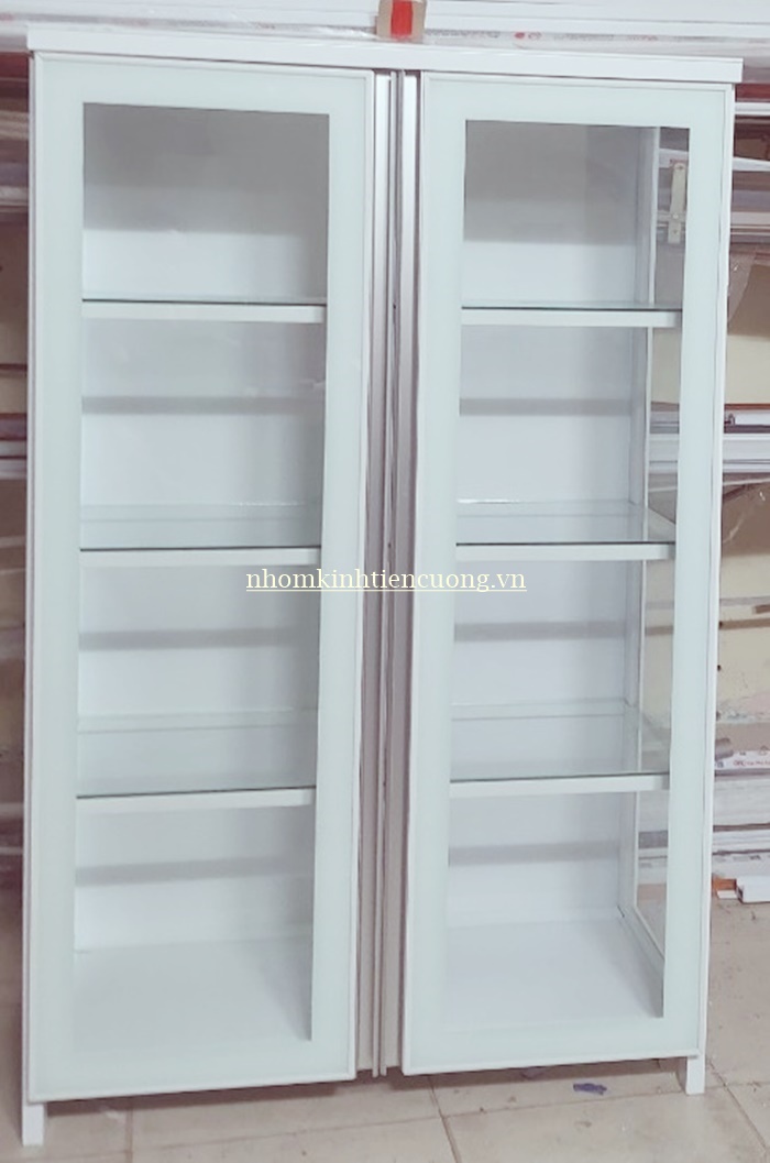 Mẫu tủ chén bát nhôm kính đẹp