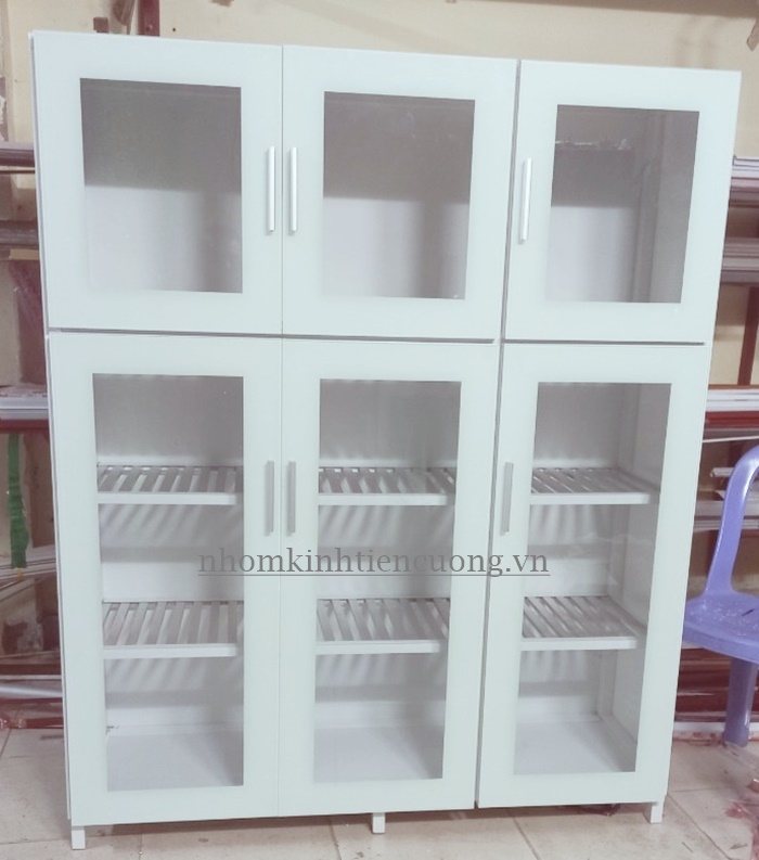 Mẫu tủ chén bát nhôm kính đẹp 4