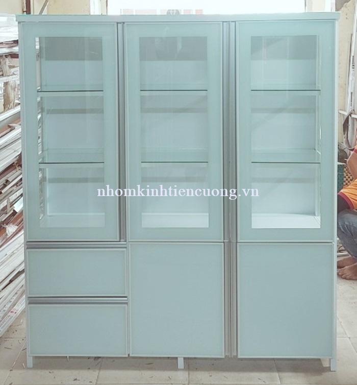 Tủ chén nhôm kính đẹp
