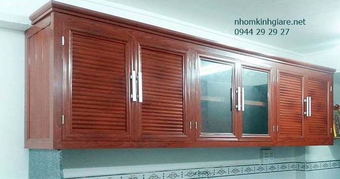 tủ bếp nhôm vân gỗ đẹp 1