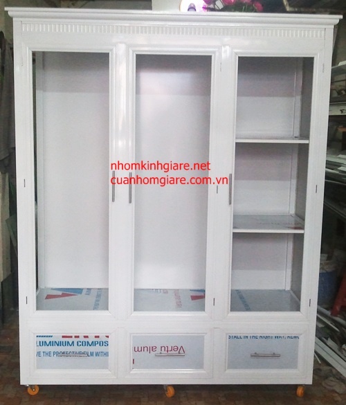 mầu tủ nhôm đựng quần áo 3 buồng