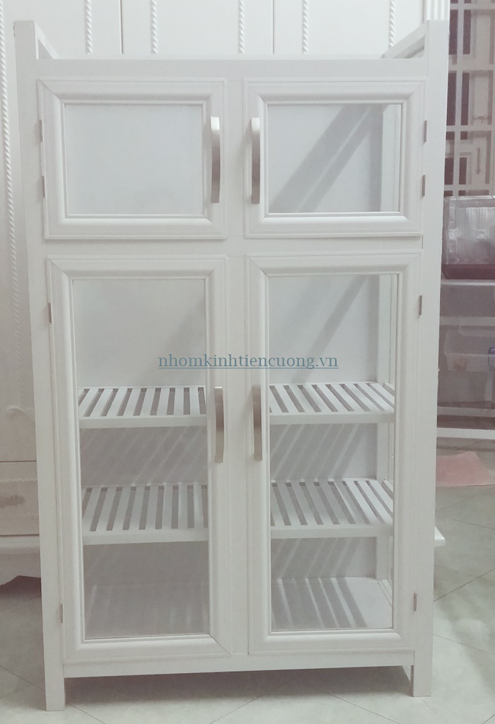 Mẫu tủ chén nhôm kính 3
