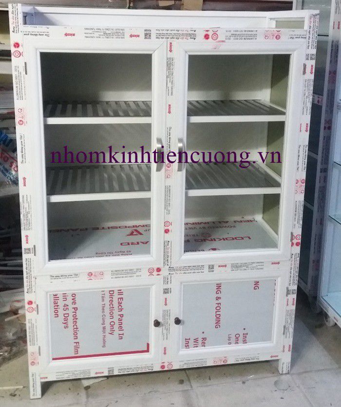 Mẫu tủ chén nhôm kính 6
