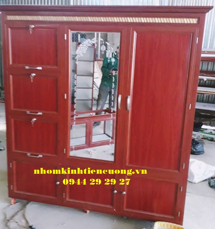 tủ quần áo nhôm kính 2 buồng